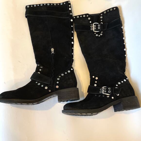 Sam Edelman Deryn Suede Studded Mid Calf Boots In Black Size 8 New - Picture 7 of 10